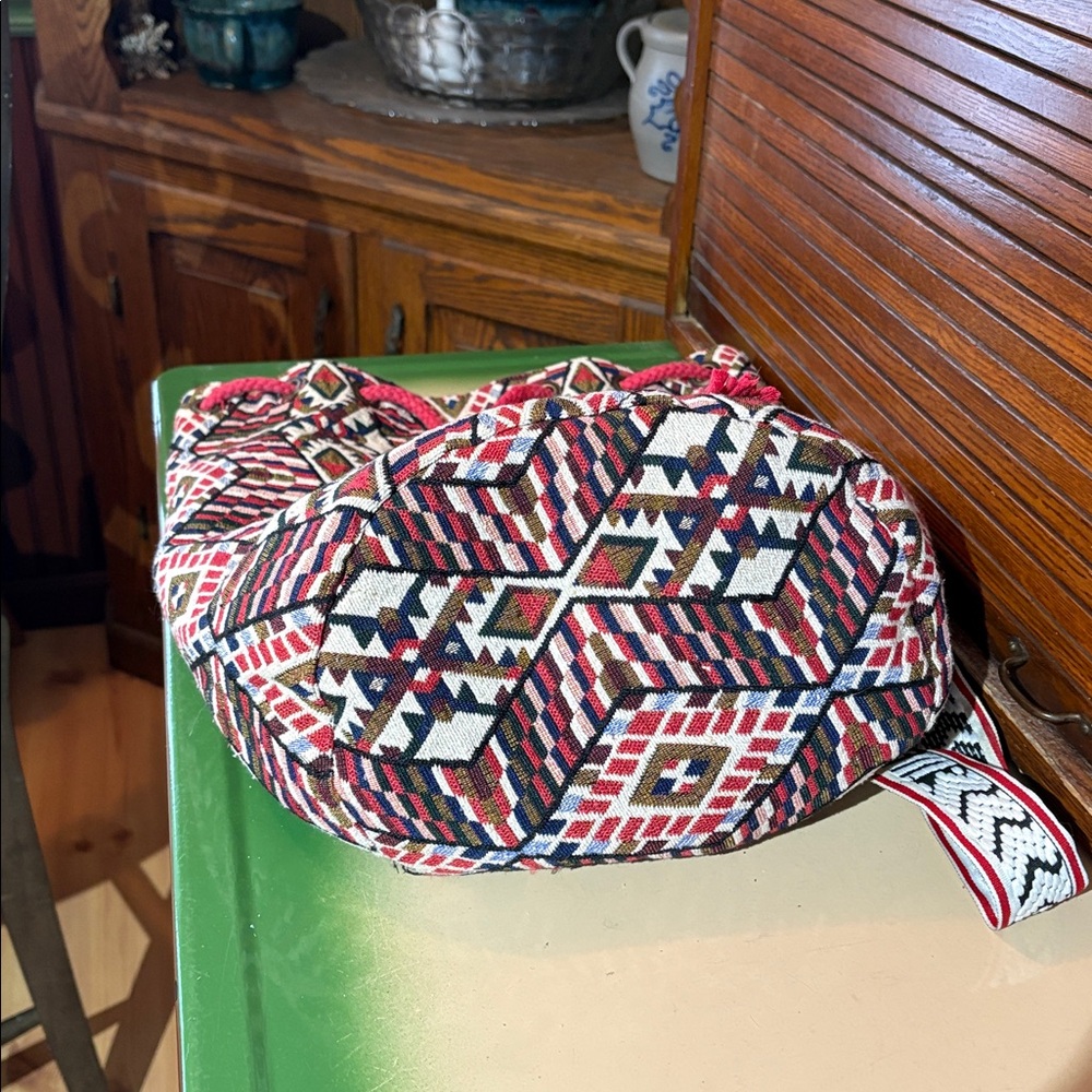 Geometric Patterned Drawstring Backpack - image 5